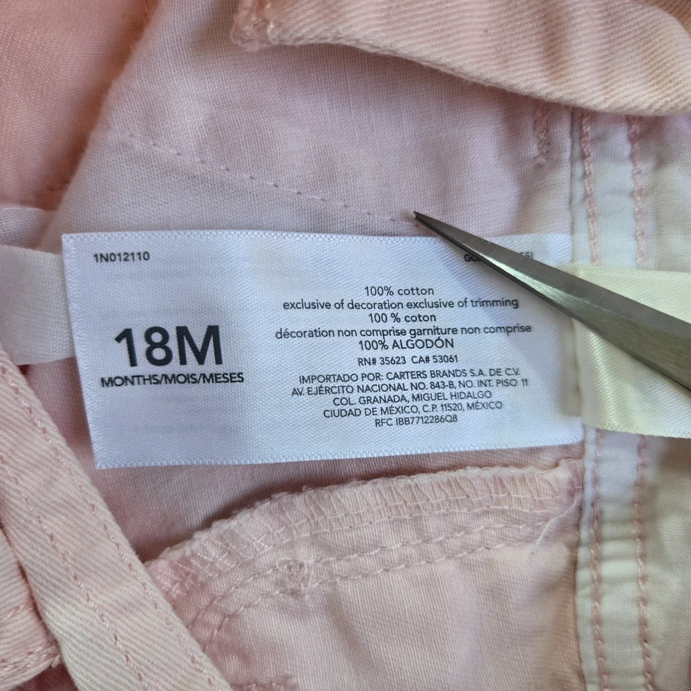 OshKosh B'gosh Baby Girl Light‎ Pink Heart Pocket Adjustable Straps Overalls 18M
